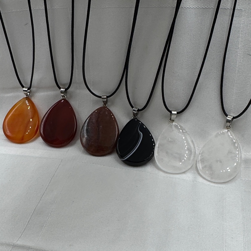 natural stone necklace teardrop shape 2” pendant on a 9” core CHOOSE 1 NEW